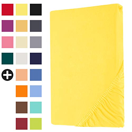 Heim24h Topper Spannbettlaken Spannbetttuch Jersey Bettlaken für Boxspringbett, Gelb - 140x200x15 cm von Heim24h Germany