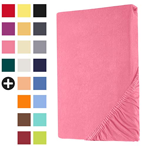 Heim24h Topper Spannbettlaken Spannbetttuch Jersey Bettlaken für Boxspringbett, Rosa - 140x200x15 cm von Heim24h Germany