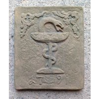 Äskulap Apotheker Platte Relief Wandbild Kunst Sandstein A 08 von HeimUndGartenDeko