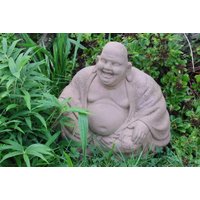 Buddha China Happy Kunst Sandstein Antik H 16 von HeimUndGartenDeko