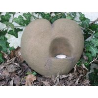 Herz Liebe Teelicht Kunst Sandstein Antik Look F 19 von HeimUndGartenDeko