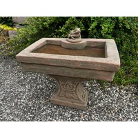 Vogeltränke Tränke Schale Rechteck Frosch Und Sockel Kunst Sandstein D 19 von HeimUndGartenDeko