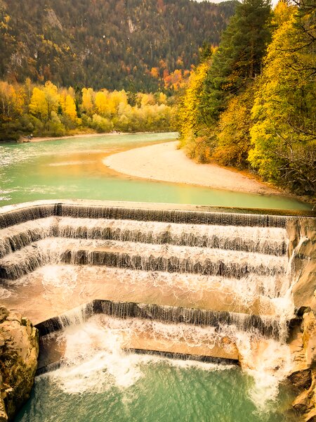 Heimart Impress Fine Art Druck Fotografie - Lechfall im Herbst / Flusslandschaft / Wanddekoration von Heimart Impress