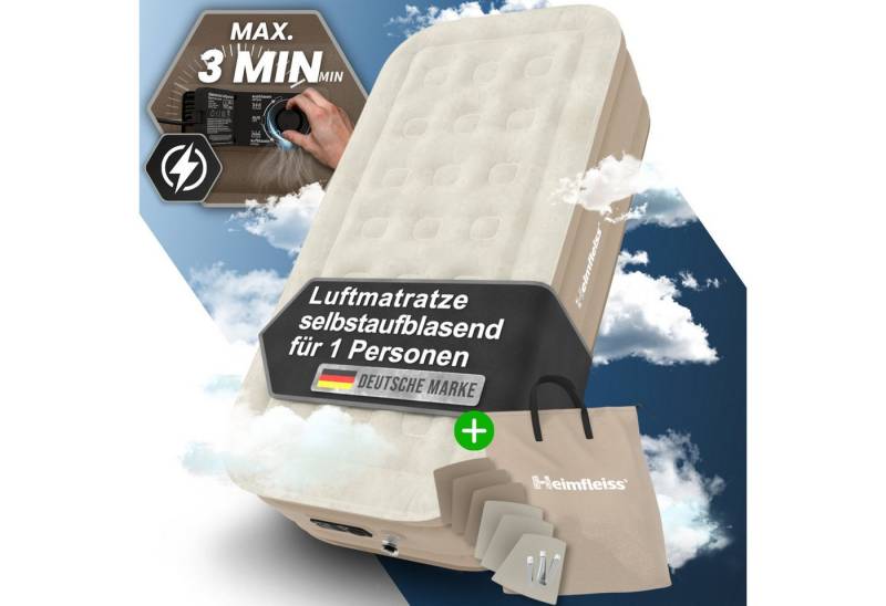 Heimfleiss® Luftmatratze Luftmatratze Selbstaufblasend – Komfort für Camping & Gäste, Robustes Luftbett mit integrierter Pumpe & Anti-Leakage-Ventil von Heimfleiss®
