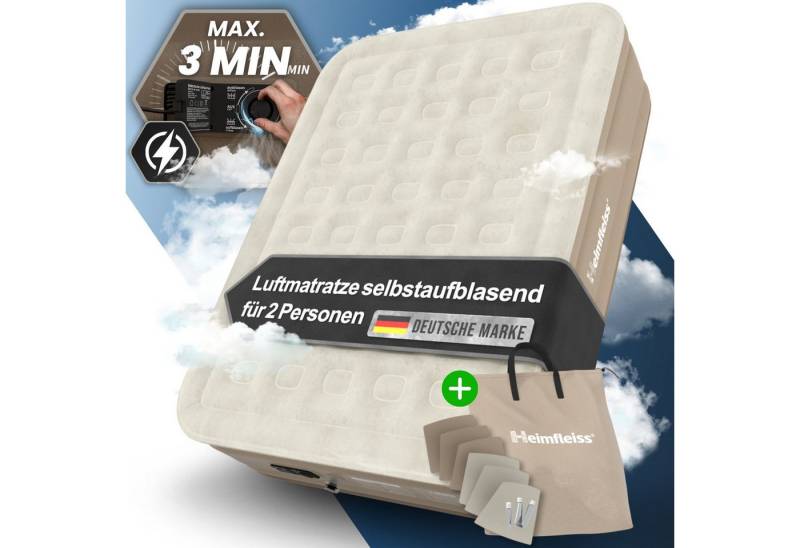 Heimfleiss® Luftmatratze Luftmatratze Selbstaufblasend – Komfort für Camping & Gäste, Robustes Luftbett mit integrierter Pumpe & Anti-Leakage-Ventil von Heimfleiss®