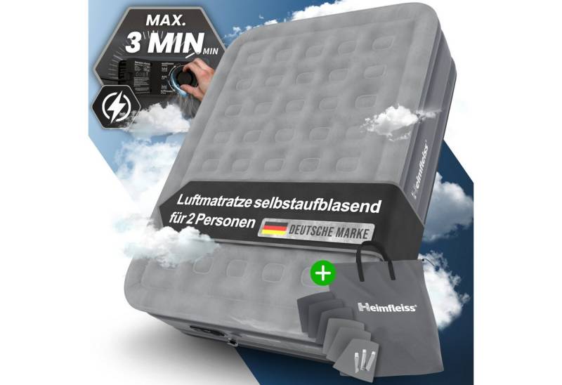 Heimfleiss® Luftmatratze Luftmatratze Selbstaufblasend – Komfort für Camping & Gäste, Robustes Luftbett mit integrierter Pumpe & Anti-Leakage-Ventil von Heimfleiss®