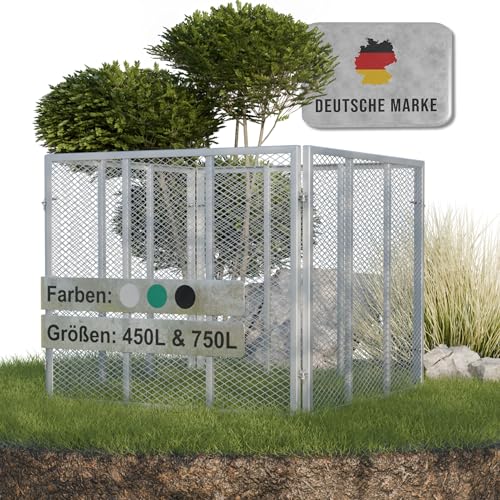 Heimfleiss® Komposter Metall 80x80x70 cm | 450L Metallkomposter verzinkt & pulverbeschichtet | Metall Komposter Garten für Rasenschnitt & Biomüll | Gartenkomposter mit Stecksystem | Kompost Behälter von Heimfleiss