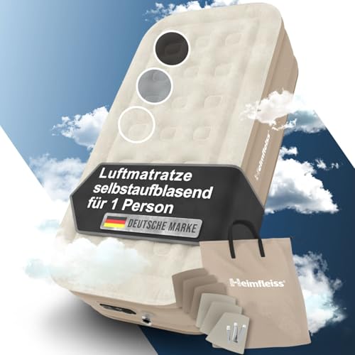 Heimfleiss® Luftmatratze selbstaufblasend 1 Person | Premium Luftbett 100x200 cm | Schnell Aufblasbare Matratze ideal nutzbar als Gästebett & Camping Bett | Selbstaufblasbare Gästematratze mit Pumpe von Heimfleiss