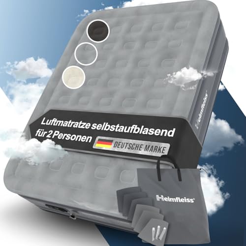 Heimfleiss® Luftmatratze selbstaufblasend 150x200 cm | Premium Luftbett 2 Personen | Schnell Aufblasbare Matratze ideal nutzbar als Gästebett & Camping Bett | Selbstaufblasbare Gästematratze mit Pumpe von Heimfleiss