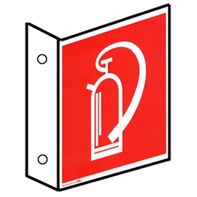 Brandschutzzeichen Feuerlöscher "Fahnenschild" Kunststoff 200 x200 mm von Heimlich