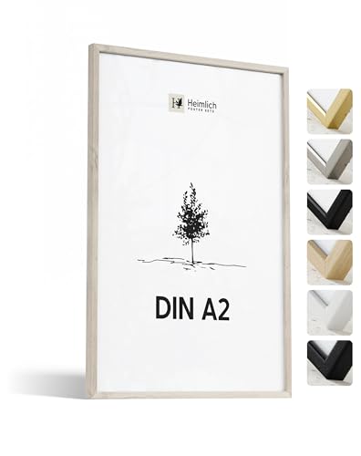 Heimlich® 1x Bilderrahmen DIN A2 42x59,4 cm Eiche Rahmen 1-Pack | Dokumentenrahmen 42x59,4 cm Groß Collage | Holzrahmen Holz-Bilderrahmen Echtholz | Picture Frame 42x60 Fotorahmen zum Aufhängen von Heimlich