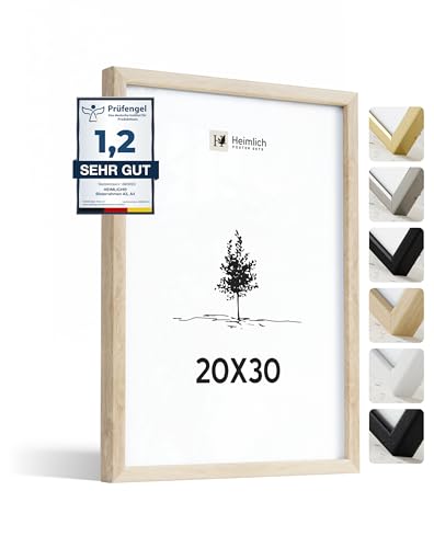 Heimlich® – Bilderrahmen – 20x30 cm, Eichenholz – Kleiner Urkundenrahmen mit Kunststoffabdeckung – Wandmontage oder Tischaufsteller von Heimlich