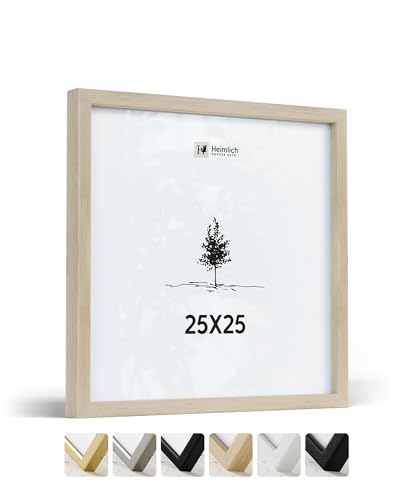 Heimlich® – Bilderrahmen – 25 x 25 cm, Eichenholz – Kleiner quadratischer Bilderrahmen mit Kunststoffabdeckung – Nur zur Wandmontage von Heimlich
