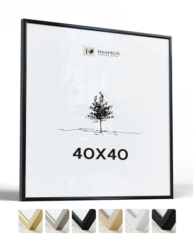 Heimlich® - Bilderrahmen - 40x40 cm, Aluminium, Schwarz - Groß Quadratischer Bilderrahmen mit Kunststoffabdeckung – Nur zur Wandmontage von Heimlich