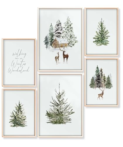 Heimlich® 6er Poster Set OHNE Rahmen Winterwald | Festliche Bilder Wohnzimmer & Schlafzimmer | Bilder Set Weihnachtsdekor | Poster & Kunstdrucke | 2x A3 (30x42 cm) & 4x A4 (21x30 cm) von Heimlich