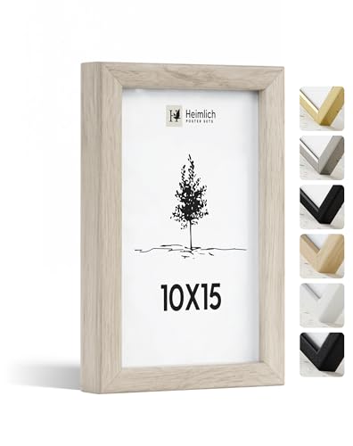 Heimlich® - Bilderrahmen - 10x15 cm, Eichenholz - Kleiner Bilderrahmen mit Folienabdeckung - Zur Wandmontage oder als Tischaufsteller von Heimlich