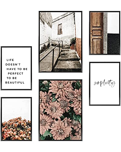 Heimlich® Premium Poster Set OHNE Bilderrahmen | 2 x DIN A3 & 4 x DIN A4 - ca. 30x42 & 21x30 | Stilvolle Poster Collagen mit passenden Bilder als Wanddeko » Floral Simplicity « von Heimlich