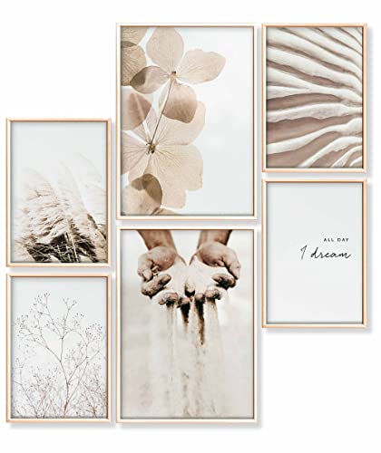 Heimlich® Premium Poster Set OHNE Bilderrahmen | 2 x DIN A3 & 4 x DIN A4 - ca. 30x42 & 21x30 | Stilvolle Poster Collagen mit passenden Bilder als Wanddeko » Pampas Strand Sand « von Heimlich