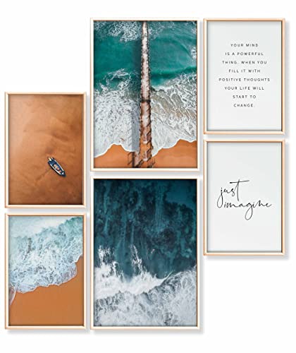 Heimlich® Premium Poster Set OHNE Bilderrahmen | 2 x DIN A3 & 4 x DIN A4 - ca. 30x42 & 21x30 | Stilvolle Poster Collagen mit passenden Bilder als Wanddeko » Strand und Meer « von Heimlich