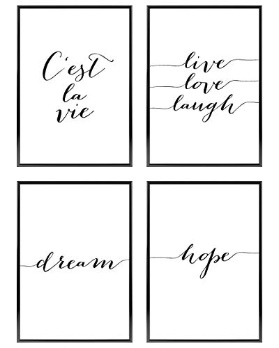 Heimlich® Premium Poster Set OHNE Bilderrahmen | 4 x DIN A3 - ca. 30x42 | Stilvolle Poster Collagen mit passenden Motiven als Wandbilder Wohnzimmer » CestLaVie « von Heimlich