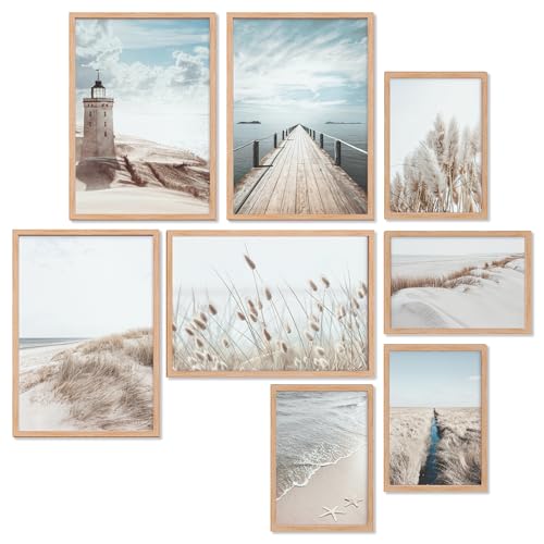 Heimlich® Premium Poster Set OHNE Bilderrahmen | 4 x DIN A3 & 4 x DIN A4 - ca. 30x42 & 21x30 | Stilvolle Poster Collagen mit modernen Bilder als Wanddeko |» Summer Vibes « von Heimlich