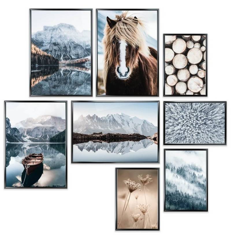 Heimlich Poster Set als Wohnzimmer Deko, Bilder DIN A3 & DIN A4, Holz Berge, Landschaften von Heimlich
