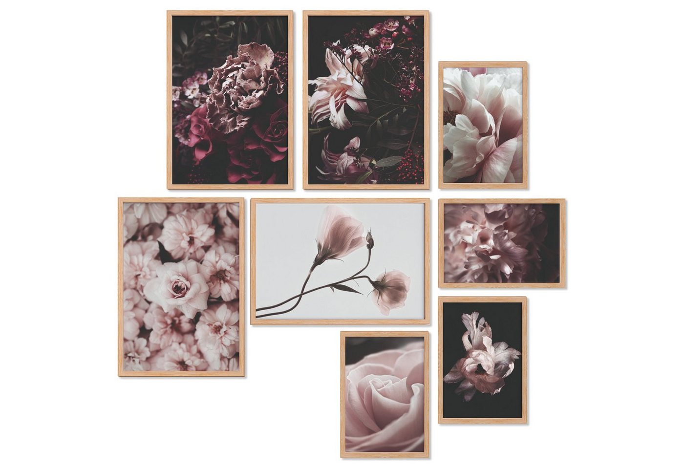 Heimlich Poster Set als Wohnzimmer Deko, Bilder DIN A3 & DIN A4, Pretty in Pink, Blumen von Heimlich