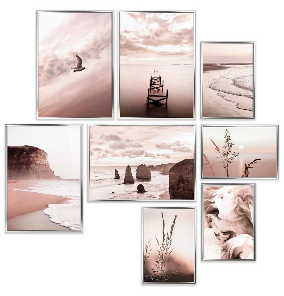 Heimlich Poster Set als Wohnzimmer Deko, Bilder DIN A3 & DIN A4, Rose Gold Beach, Landschaften von Heimlich