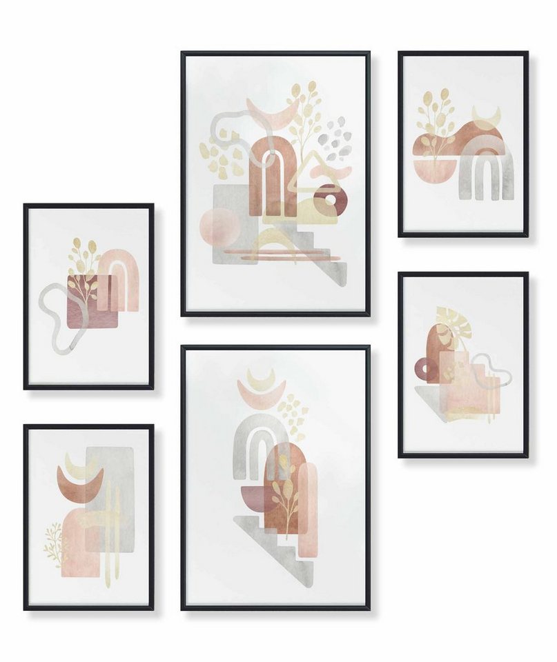 Heimlich Poster Set als Wohnzimmer Deko, Bilder DINA3 & DINA4, Abstract Watercolor I, Abstrakt von Heimlich