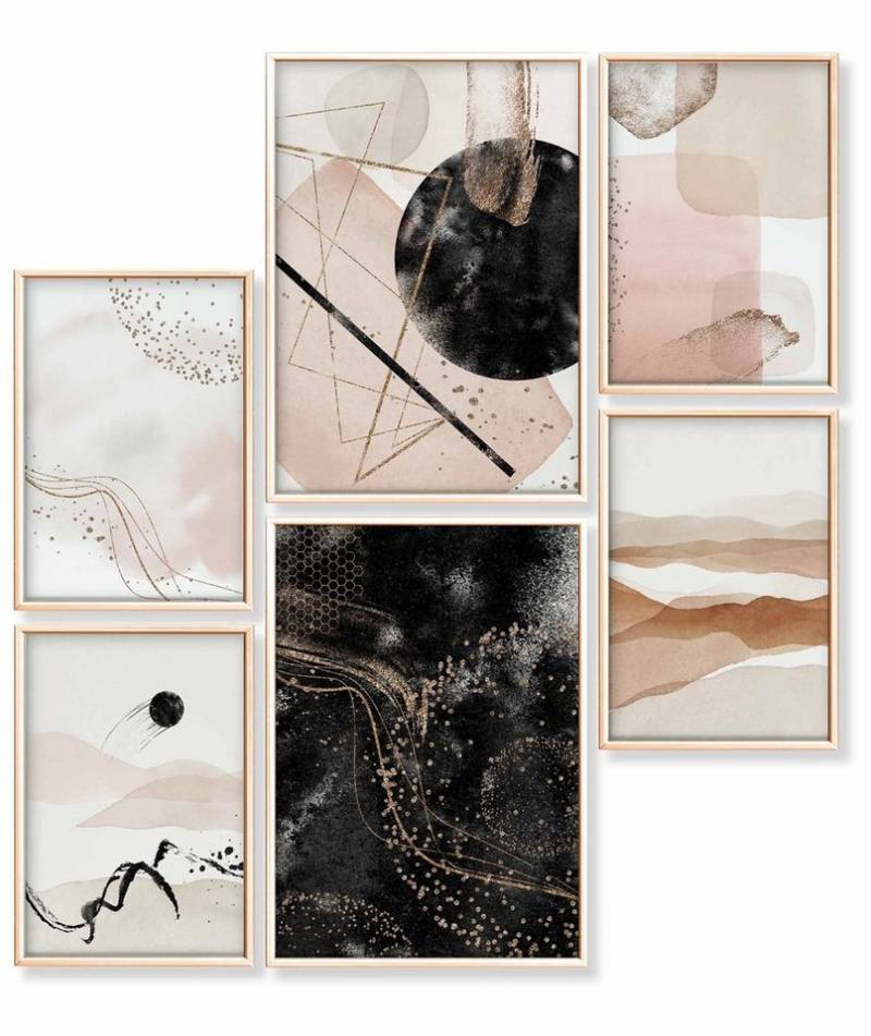 Heimlich Poster Set als Wohnzimmer Deko, Bilder DINA3 & DINA4, Abstrakt Aquarell II, Abstrakt von Heimlich