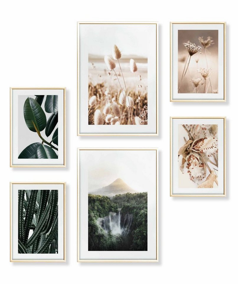 Heimlich Poster Set als Wohnzimmer Deko, Bilder DINA3 & DINA4, Beige Kaktus Natur, Pflanzen von Heimlich