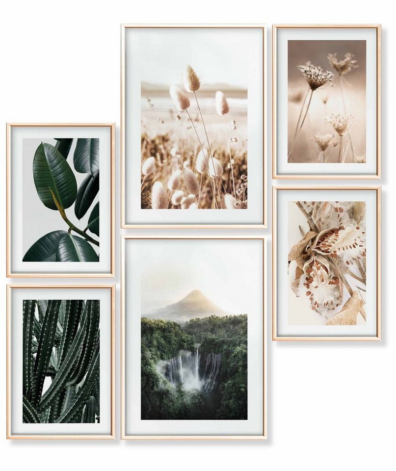 Heimlich Poster Set als Wohnzimmer Deko, Bilder DINA3 & DINA4, Beige Kaktus Natur, Pflanzen von Heimlich