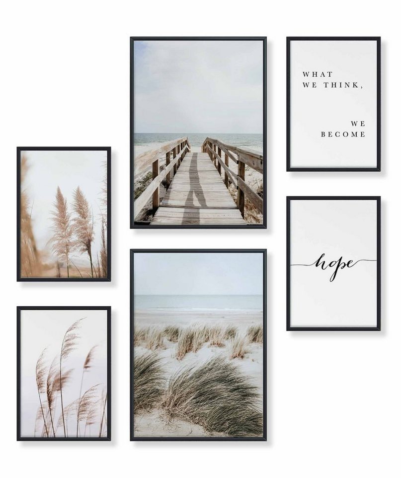 Heimlich Poster Set als Wohnzimmer Deko, Bilder DINA3 & DINA4, Dünen Strand Meer, Landschaften von Heimlich