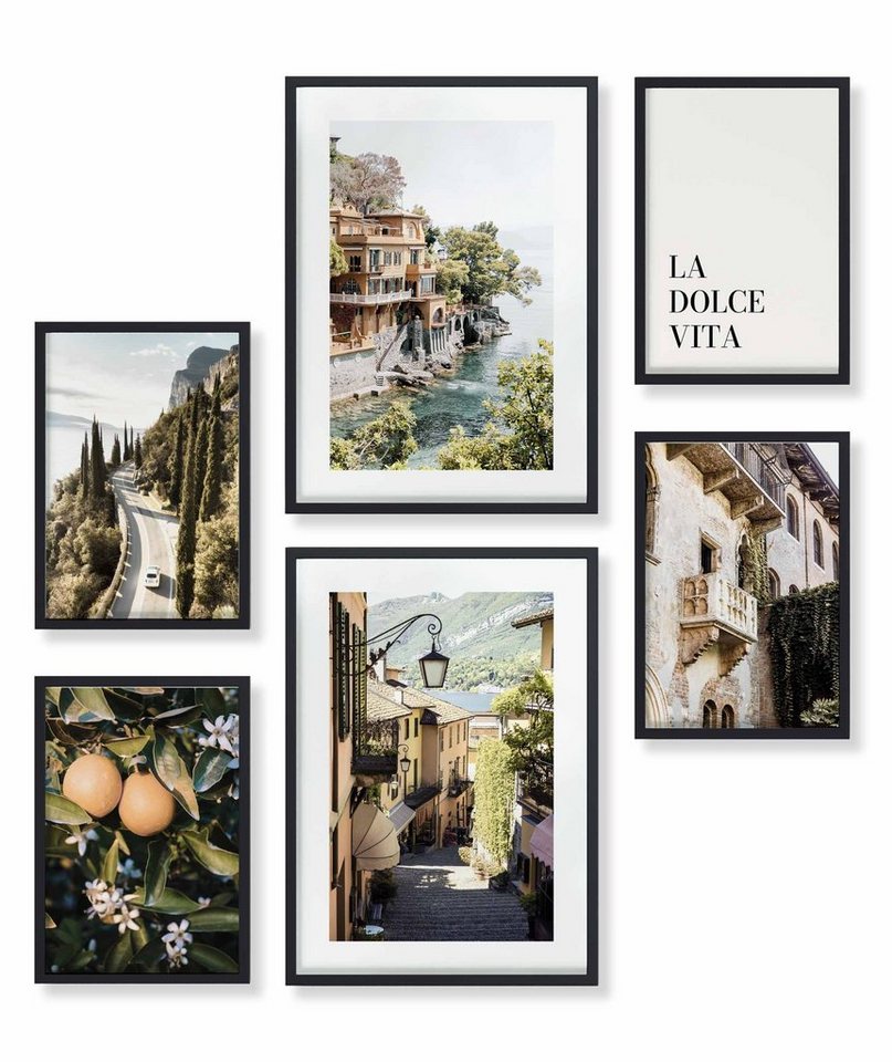 Heimlich Poster Set als Wohnzimmer Deko, Bilder DINA3 & DINA4, Italien Orange Meer, Landschaften von Heimlich
