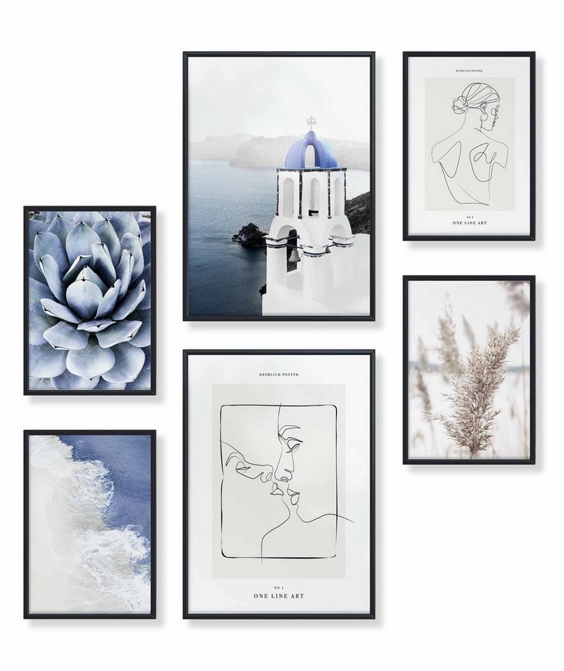 Heimlich Poster Set als Wohnzimmer Deko, Bilder DINA3 & DINA4, Meer Kuss Frau, Blumen von Heimlich