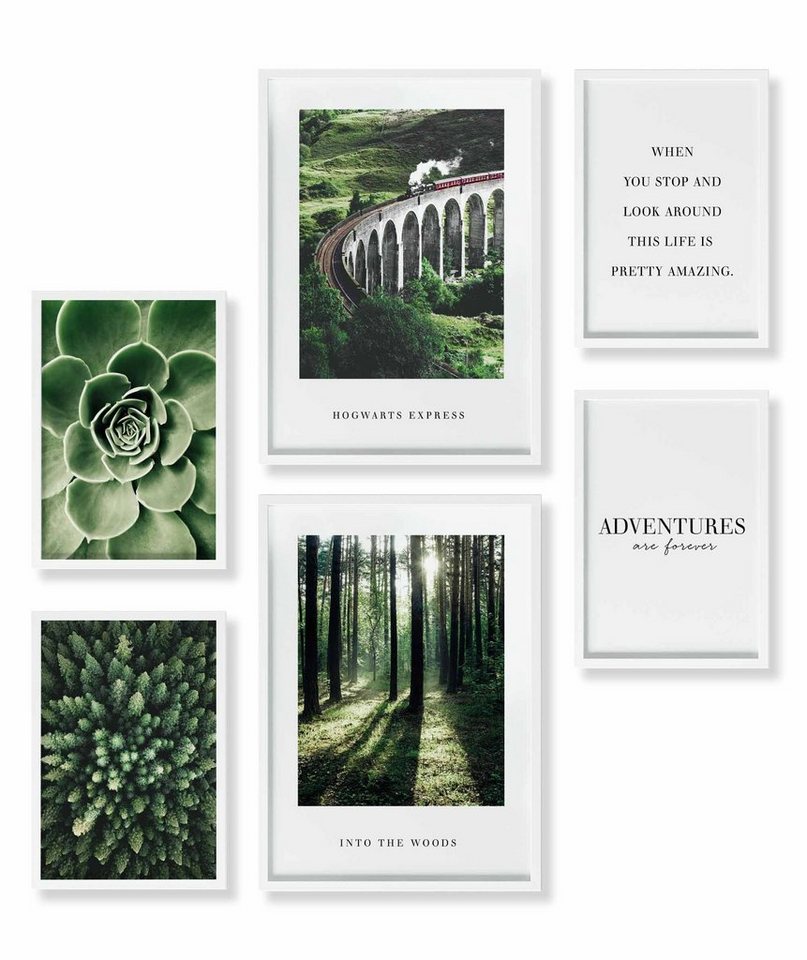 Heimlich Poster Set als Wohnzimmer Deko, Bilder DINA3 & DINA4, Natur Wald Grün, Landschaften von Heimlich