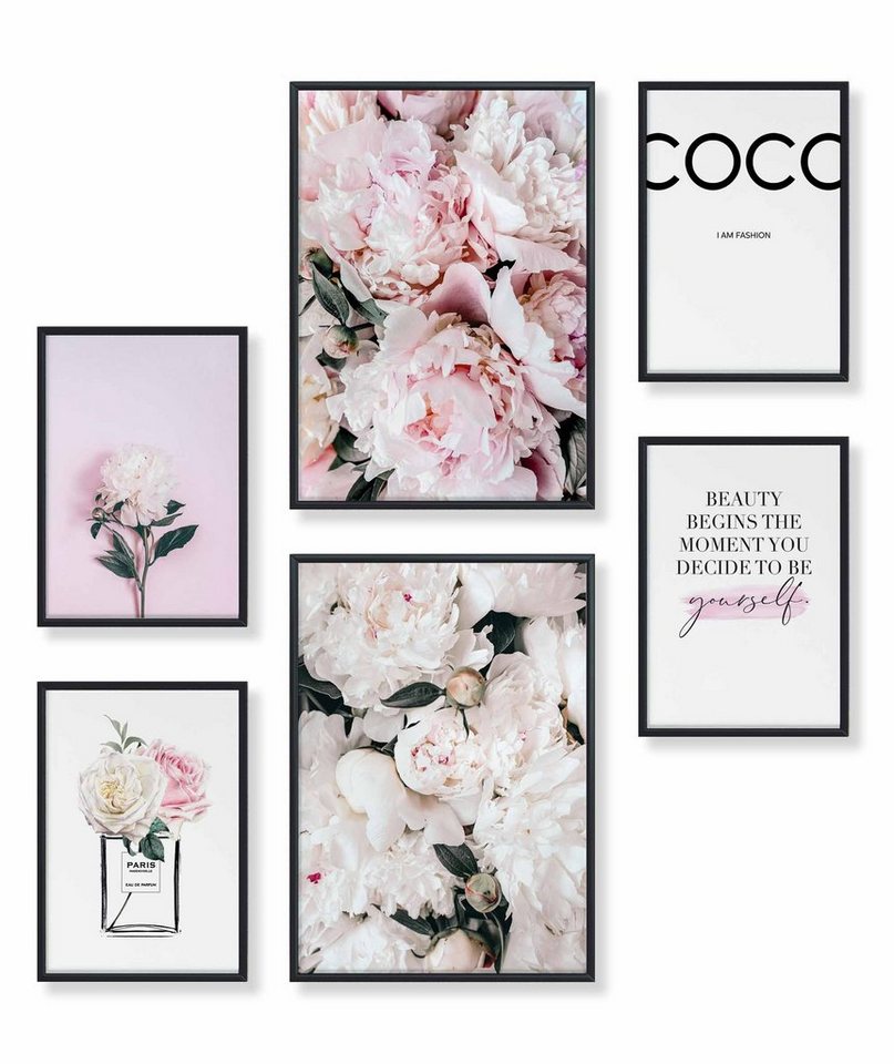 Heimlich Poster Set als Wohnzimmer Deko, Bilder DINA3 & DINA4, Pfingst-Rose Coco, Blumen von Heimlich