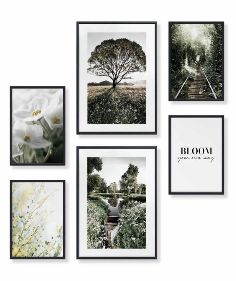 Heimlich Poster Set als Wohnzimmer Deko, Bilder DINA3 & DINA4, See Natur Grün, Bäume von Heimlich