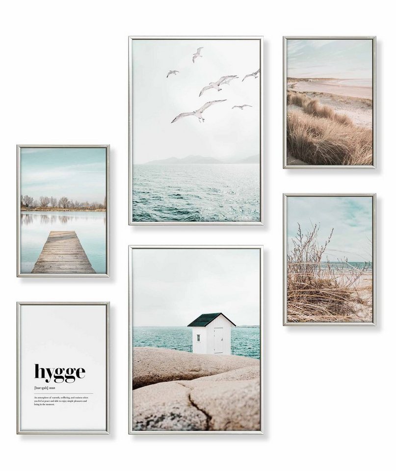 Heimlich Poster Set als Wohnzimmer Deko, Bilder DINA3 & DINA4, Skandi Meer Strand, Landschaften von Heimlich