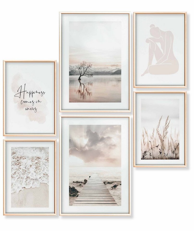 Heimlich Poster Set als Wohnzimmer Deko, Bilder DINA3 & DINA4, Strand Meer Baum, Landschaften von Heimlich
