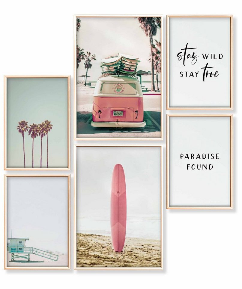Heimlich Poster Set als Wohnzimmer Deko, Bilder DINA3 & DINA4, Surfer Beach, Landschaften von Heimlich