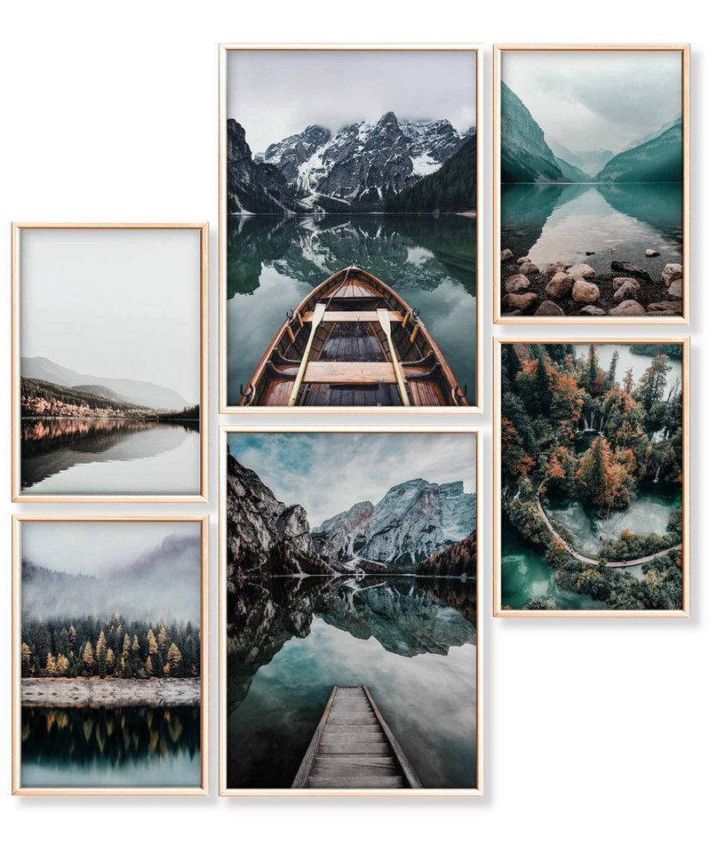 Heimlich Poster Set als Wohnzimmer Deko, Bilder DINA3 & DINA4, Wald See, Landschaften von Heimlich