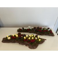 Herbstgesteck Herbstdeko Ledpilze Baumrinde von HeimlichDeko
