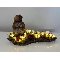 Herbstgesteck Herbstdeko Ledpilze Teelicht Baumrinde von HeimlichDeko