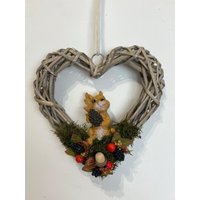 Herbstkranz Herbstdeko Herbstlicher Kranz Türkranz Türschmuck Türdeko Eichhörnchen von HeimlichDeko