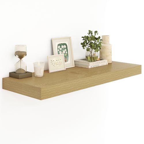 Heimlove Badezimmerregale aus Eichenholz, schwebende Regale für Wandregal über Toilette, lang, wandmontiert, modernes Bauernhaus, 48 x 12 Wandregale mit unsichtbaren Halterungen für Wohnzimmer, Küche Heimlove Badezimmerregale aus Eichenholz, schwebende Regale für Wandregal über Toilette, lang, wandmontiert, modernes Bauernhaus, 48 x 12 Wandregale mit unsichtbaren Halterungen für Wohnzimmer, Küche von Heimlove