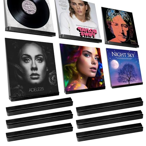 Heimlove Wandhalterungsregale für Vinyl-Schallplatten, schwarz, 30,5 cm (12 Zoll) Vinylhalter für Alben, Schallplatten-Aufbewahrung und Präsentation, Massivholz, schwebende Regale für Wanddekoration von Heimlove