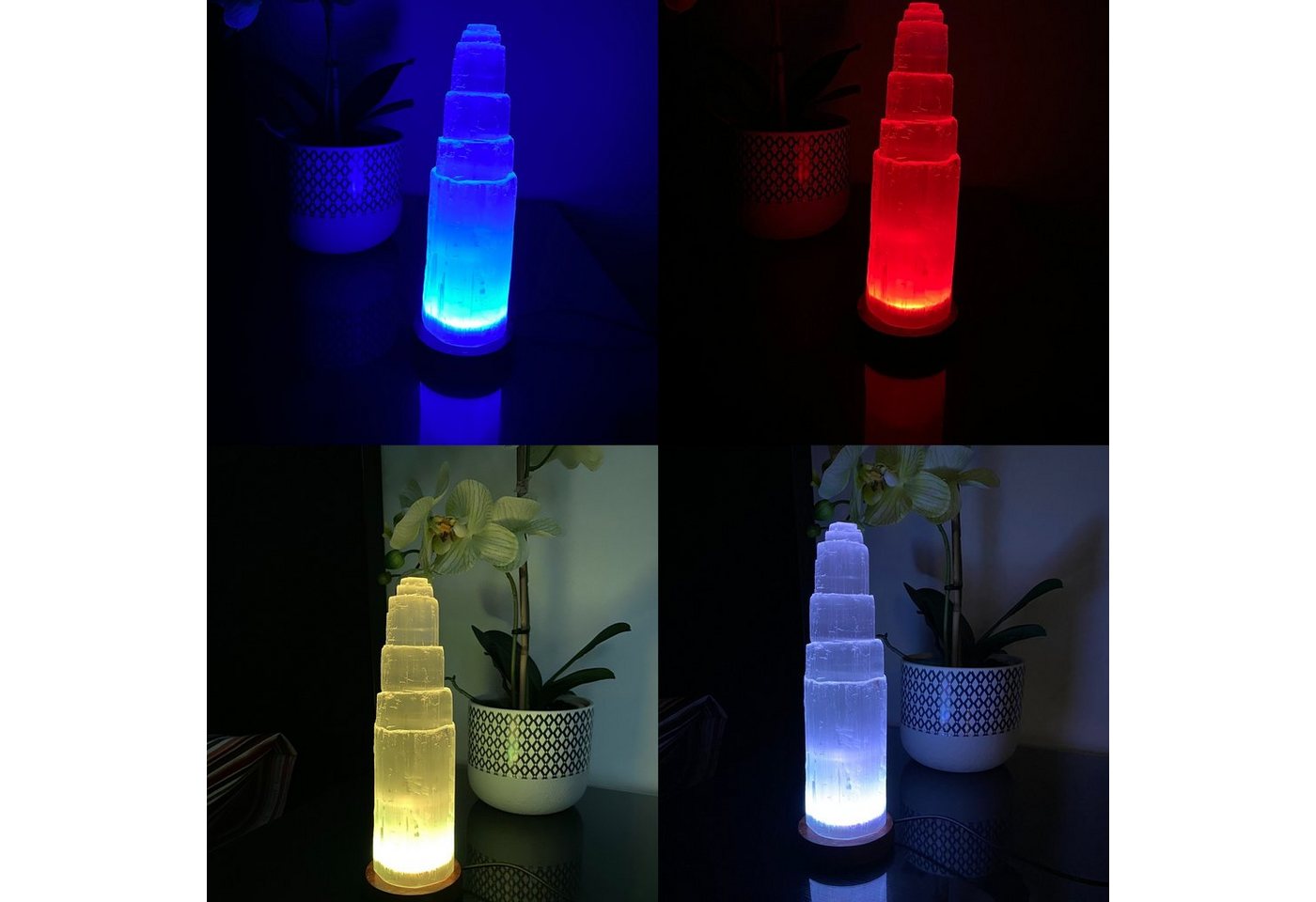 Landster LED Nachttischlampe Selenite Farbwechsel Lampe Turm lampe tischleuchte Kristall Tischlampe von Landster