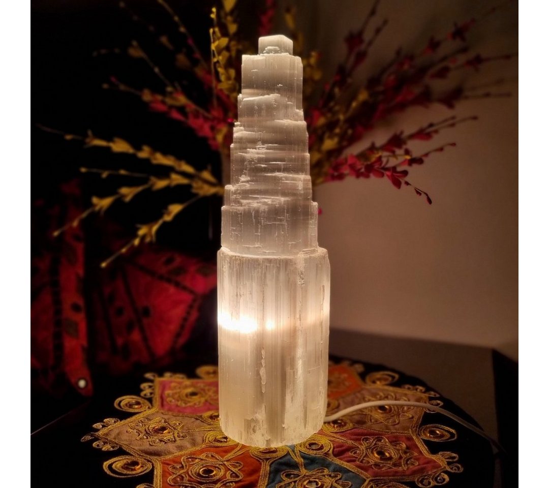 Landster Nachttischlampe Selenite Lampe Turm lampe tischleuchte Kristall Lampe Tischlampe von Landster