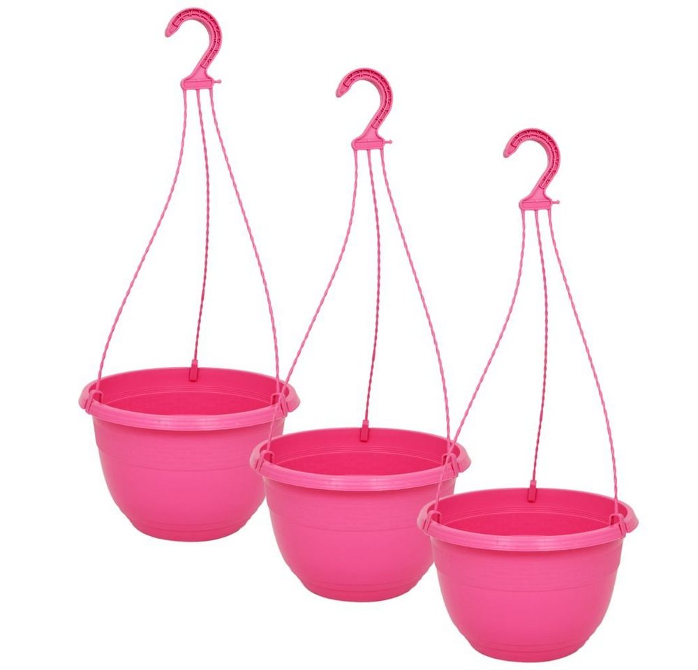 Heimwerkercenter Blumentopf MePla - 3 Stück Ampel ORION - wetterfestes Pflanzgefäß - UV-beständiger Blumenampel - Pflanztopf - ø25 cm - Pink von Heimwerkercenter